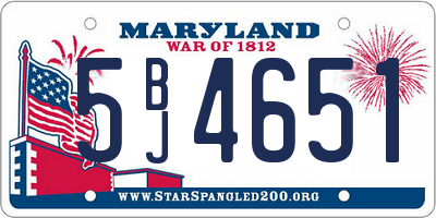 MD license plate 5BJ4651