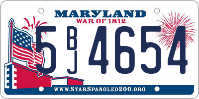 MD license plate 5BJ4654