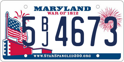 MD license plate 5BJ4673