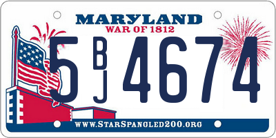MD license plate 5BJ4674