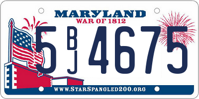 MD license plate 5BJ4675