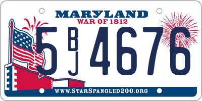 MD license plate 5BJ4676