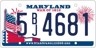 MD license plate 5BJ4681
