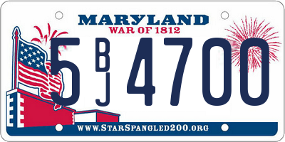 MD license plate 5BJ4700