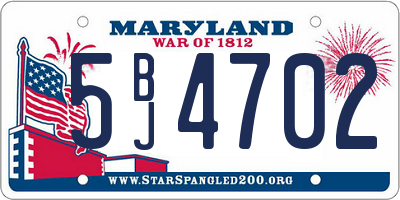 MD license plate 5BJ4702
