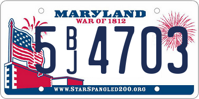 MD license plate 5BJ4703
