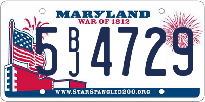 MD license plate 5BJ4729