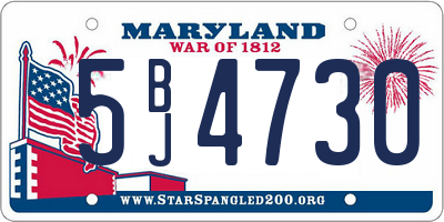 MD license plate 5BJ4730