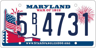 MD license plate 5BJ4731