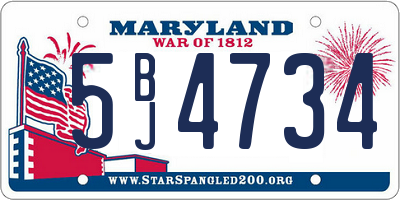 MD license plate 5BJ4734