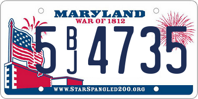 MD license plate 5BJ4735