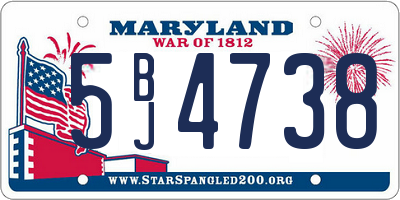MD license plate 5BJ4738