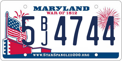 MD license plate 5BJ4744