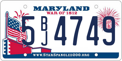 MD license plate 5BJ4749