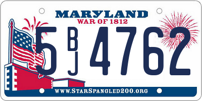 MD license plate 5BJ4762