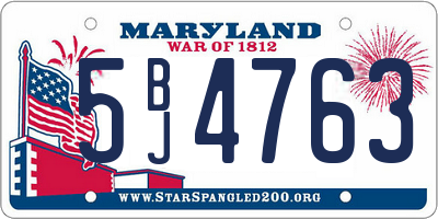 MD license plate 5BJ4763