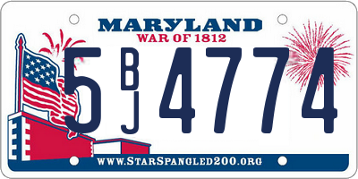 MD license plate 5BJ4774