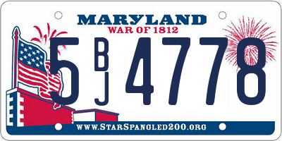 MD license plate 5BJ4778