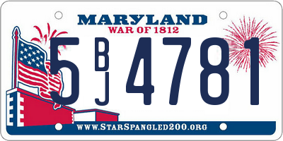MD license plate 5BJ4781