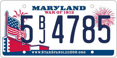 MD license plate 5BJ4785
