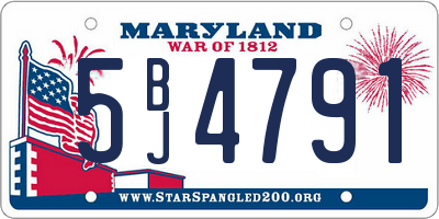 MD license plate 5BJ4791