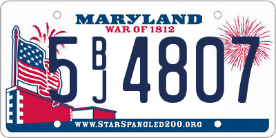 MD license plate 5BJ4807