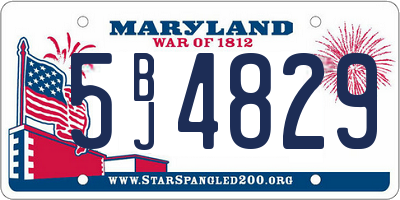 MD license plate 5BJ4829