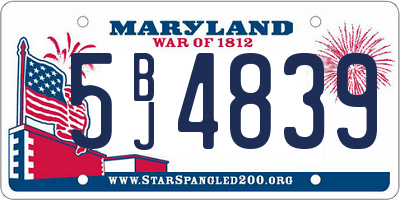 MD license plate 5BJ4839