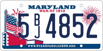 MD license plate 5BJ4852