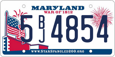 MD license plate 5BJ4854
