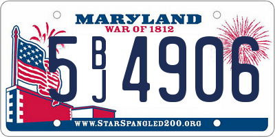 MD license plate 5BJ4906