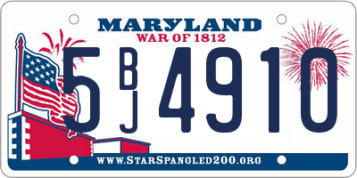 MD license plate 5BJ4910
