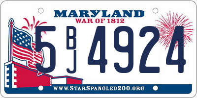 MD license plate 5BJ4924