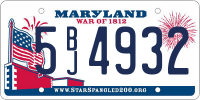 MD license plate 5BJ4932