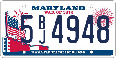 MD license plate 5BJ4948