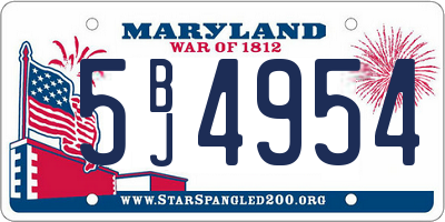 MD license plate 5BJ4954