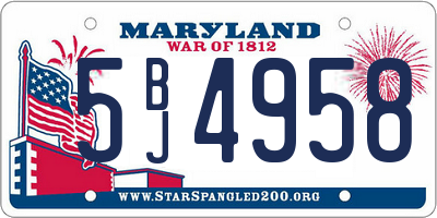 MD license plate 5BJ4958
