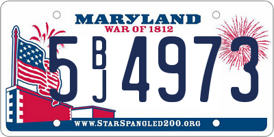 MD license plate 5BJ4973