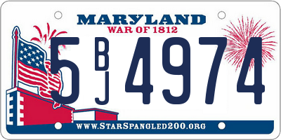 MD license plate 5BJ4974