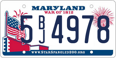 MD license plate 5BJ4978