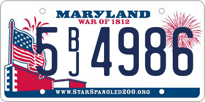 MD license plate 5BJ4986