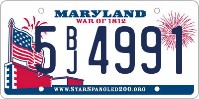 MD license plate 5BJ4991