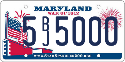 MD license plate 5BJ5000