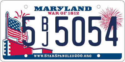 MD license plate 5BJ5054