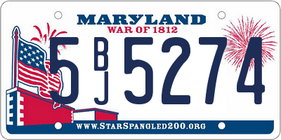MD license plate 5BJ5274