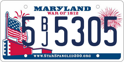 MD license plate 5BJ5305