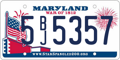 MD license plate 5BJ5357