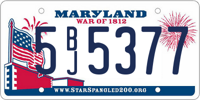 MD license plate 5BJ5377