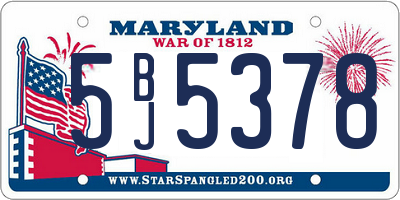 MD license plate 5BJ5378