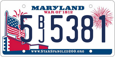 MD license plate 5BJ5381